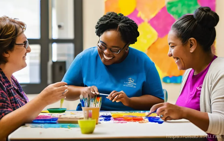 장애인재활상담사 직업 탐구 - An inclusive cafe setting where a young person with a mild intellectual disability, wearing a clean ...