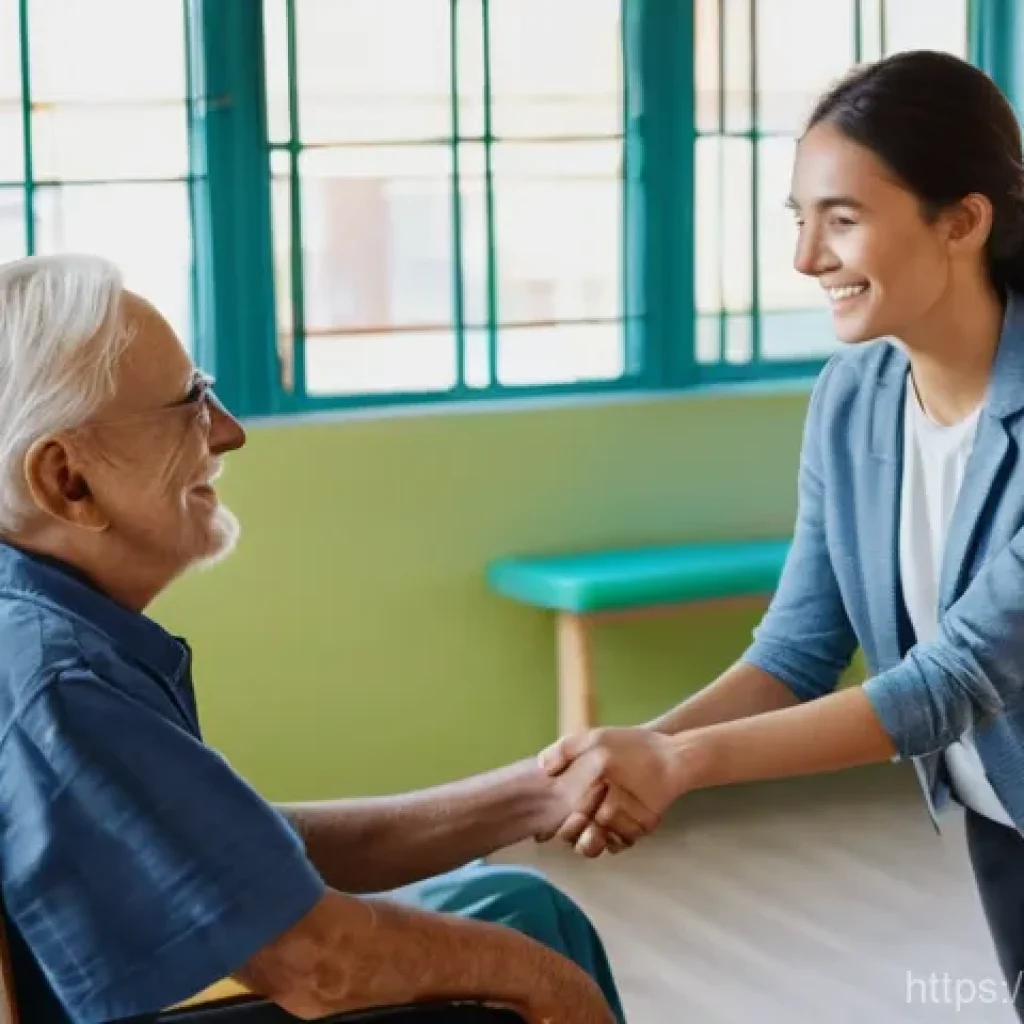 장애인재활상담사 자격증 영어 자료 - **Prompt:** A heartwarming scene in a modern, sunlit community rehabilitation center. A compassionat...