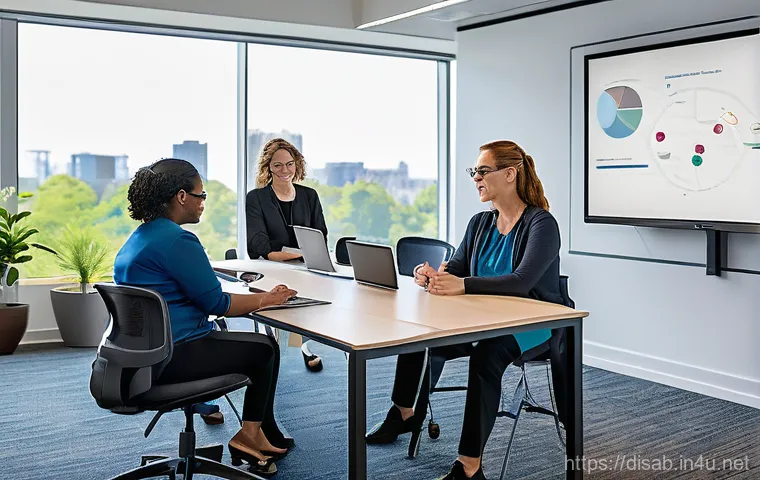 장애인재활상담사 직무별 역량 평가 - A compassionate disability rehabilitation counselor, a man in his 40s with a warm expression, is dee... 장애인재활상담사 직무별 역량 평가 - A compassionate disability rehabilitation counselor, a man in his 40s with a warm expression, is dee...