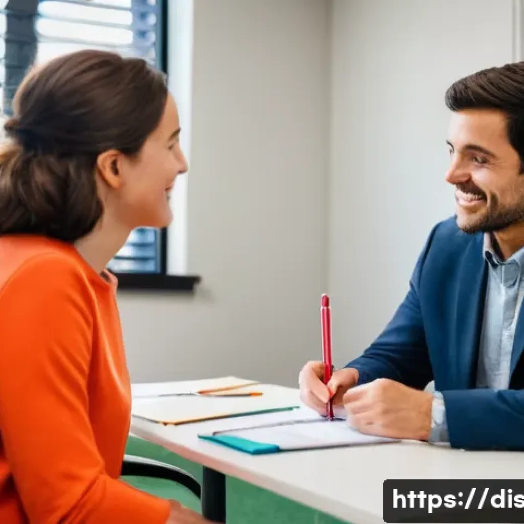 장애인재활상담사 업무 워라밸 - A compassionate and professional disability rehabilitation counselor, a woman in her late 30s, with ...