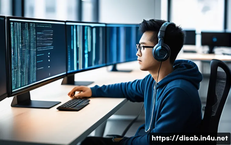 장애인재활상담사 커리어 개발 - **Prompt 1: Empowering Deaf IT Developer in a Modern Workspace**
    A young East Asian man, a deaf ...