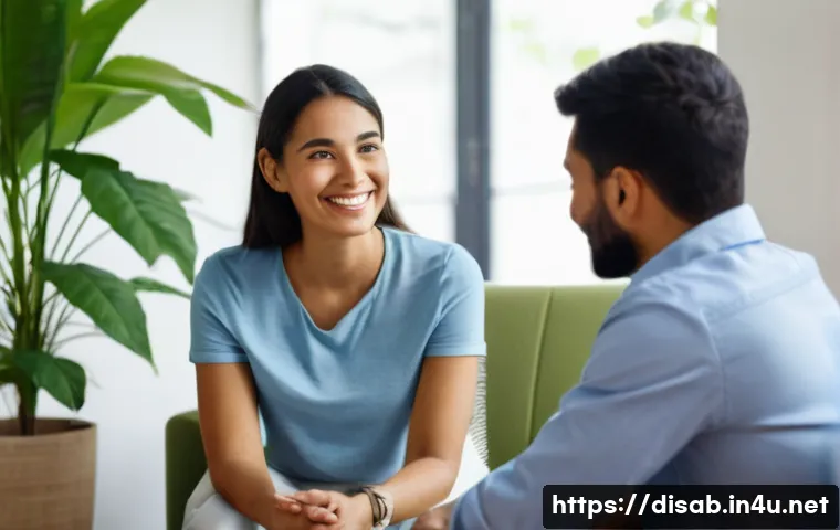 장애인재활상담사 상담 목표 달성 - **A Warm and Empathetic First Counseling Session:**
A male rehabilitation counselor in his late ...